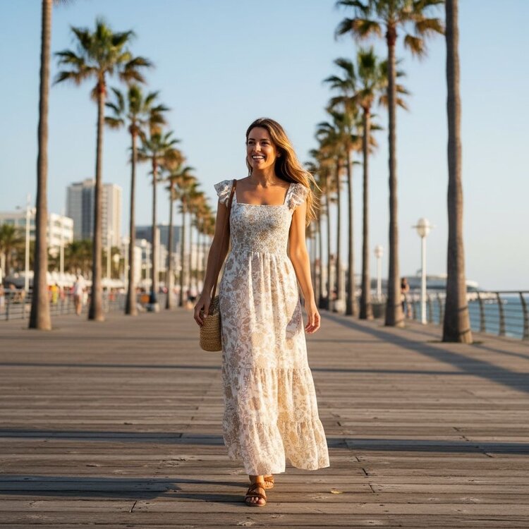 USA Smocked Ruffle Strap Dress DX9297-VN