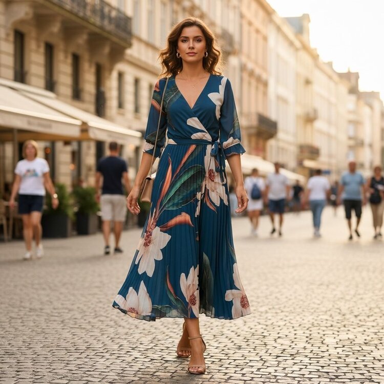 Paris Plissee Dress- Teal