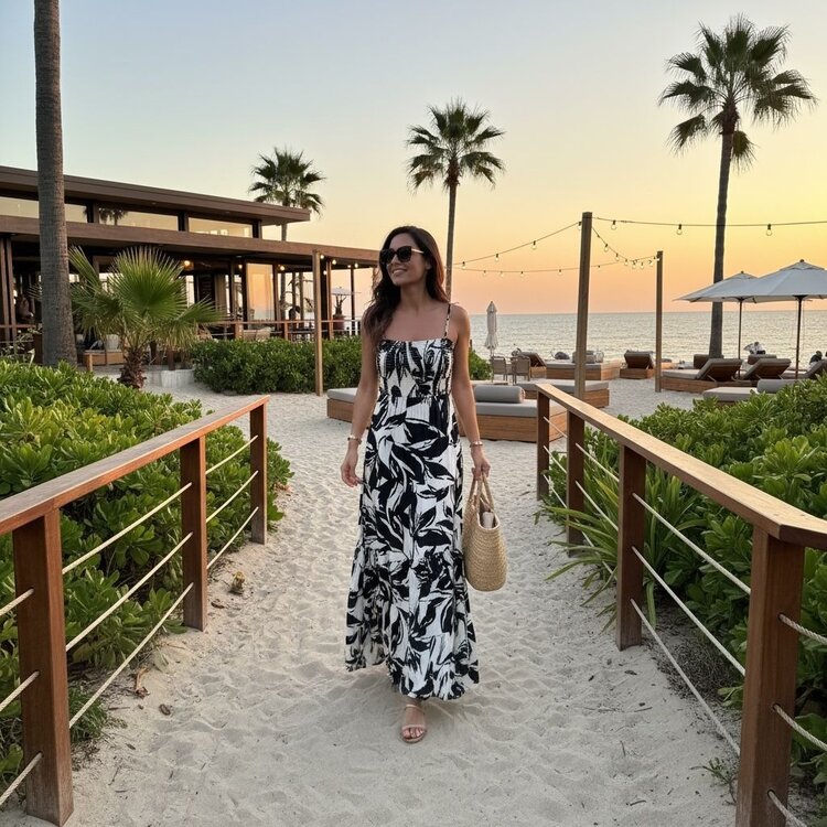 USA Floral Printed Maxi Dress- Black