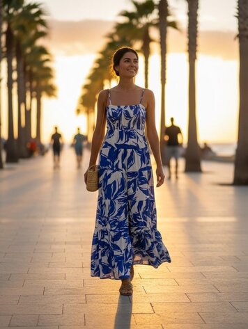 USA Floral Printed Maxi Dress- Royal