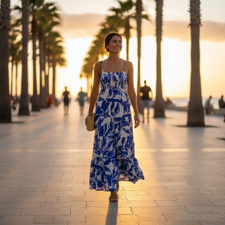 USA Floral Printed Maxi Dress- Royal