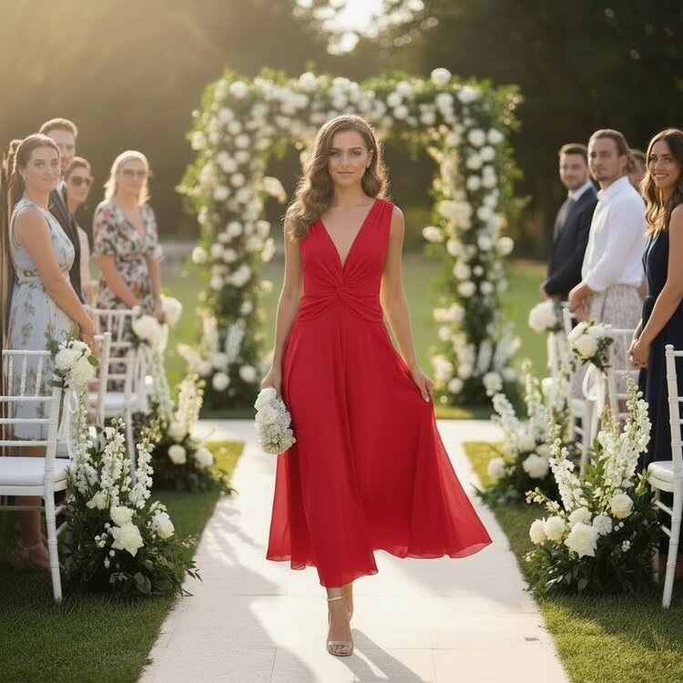 Red Dress -7080 *ONE SIZE