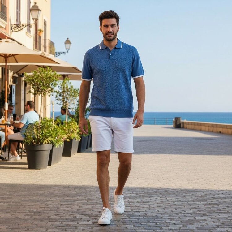 Paris Viscose Polo- Light Blue M666-14