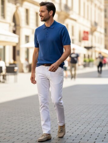 Paris Viscose Polo-Light Navy M669-3