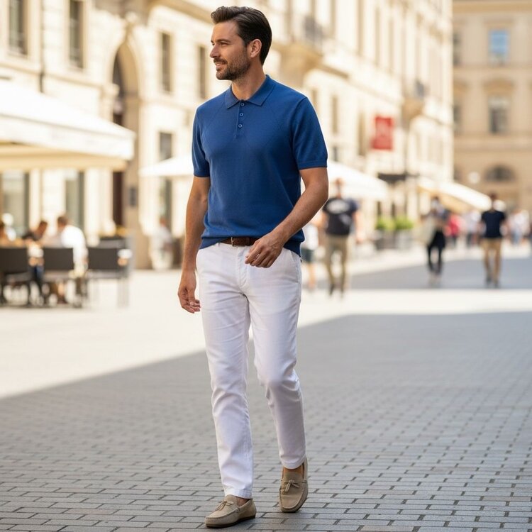 Paris Viscose Polo-Light Navy M669-3