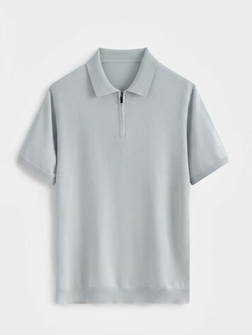 Paris Viscose Polo- Light Blue/Grey M636-14