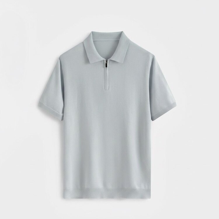 Paris Viscose Polo- Light Blue/Grey M636-14