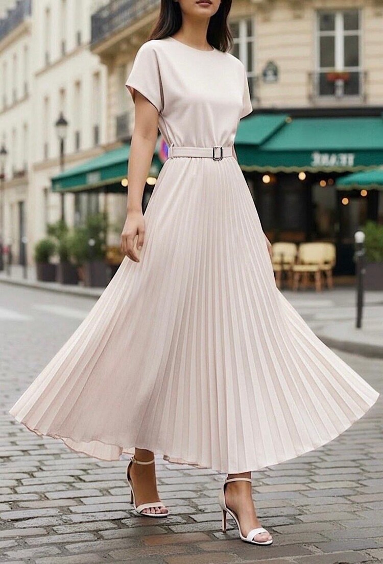 Paris Pleated Viscose Dress