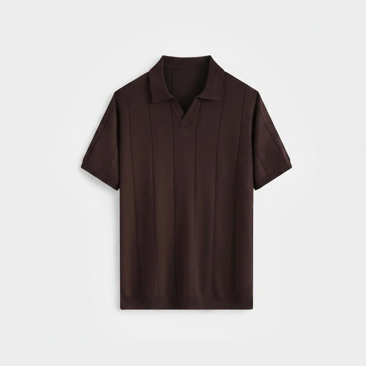 Paris Viscose Polo-  Brown M628-9