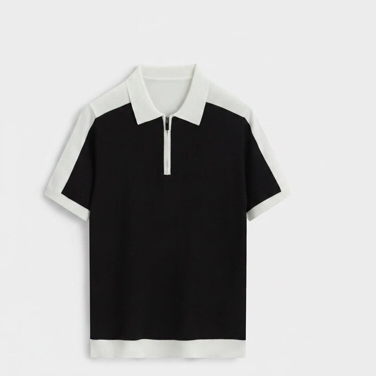Paris Viscose Polo- Black & White