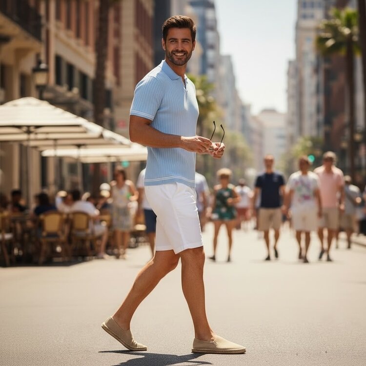 Paris Viscose Polo- Sky Blue M671-14