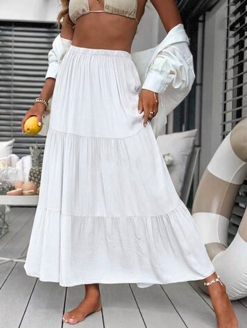 Paris Viscose Skirt-White 2835
