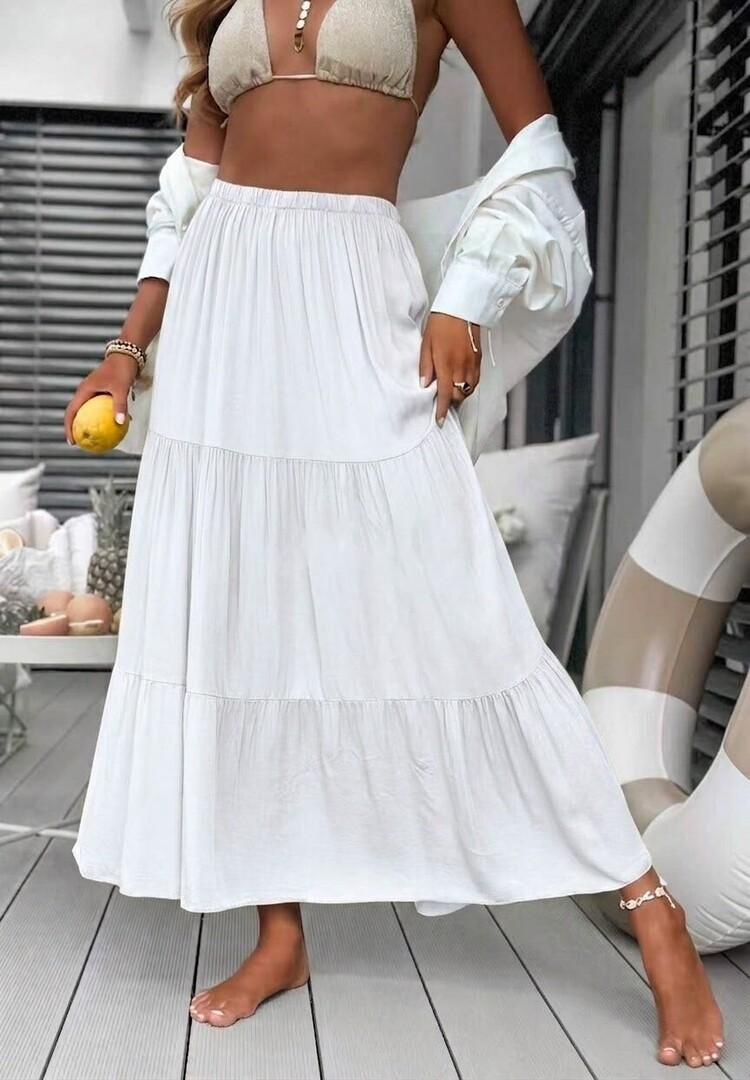 Paris Viscose Skirt-White 2835