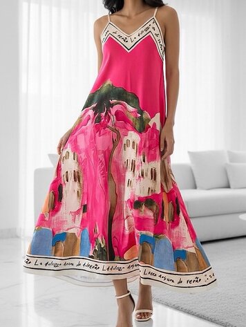 Paris Sunset Riviera Dress -Fuchsia 25121
