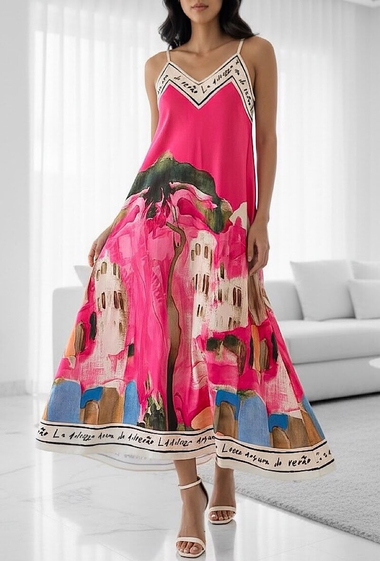 Paris Sunset Riviera Dress -Fuchsia 25121