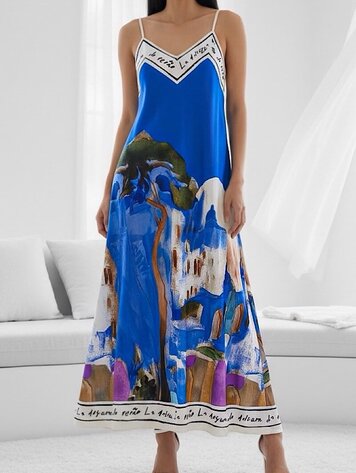 Paris Sunset Riviera Dress -Royal Blue 25121