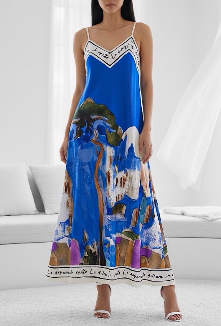 Paris Sunset Riviera Dress -Royal Blue 25121