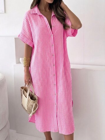 Paris Candy Stripe Muslin Dress -Pink 25180