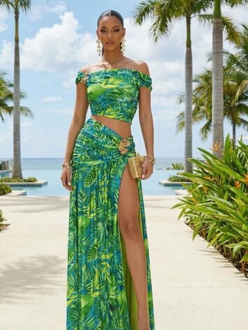 USA Tropical Breeze Two-Piece Set CC6691-1 - Green Multi