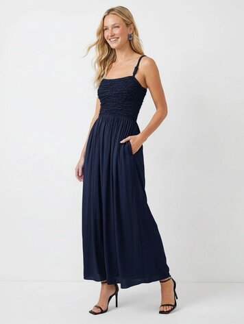 USA Smoked Maxi Dress VD119831  Navy