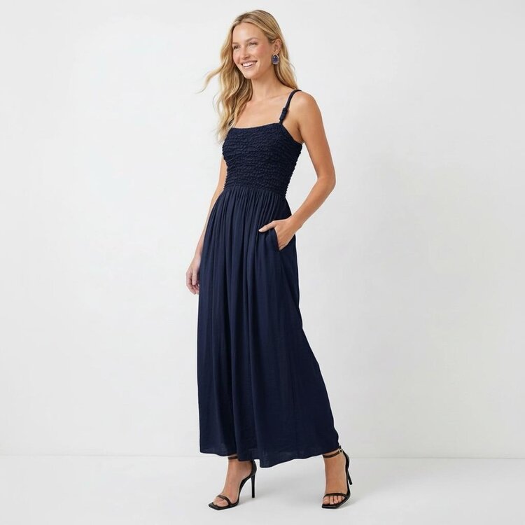USA Smoked Maxi Dress VD119831  Navy