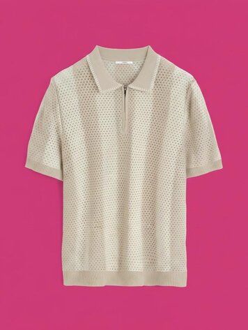 Paris Viscose Polo - Two-Tone Beige DZLSL24494-5