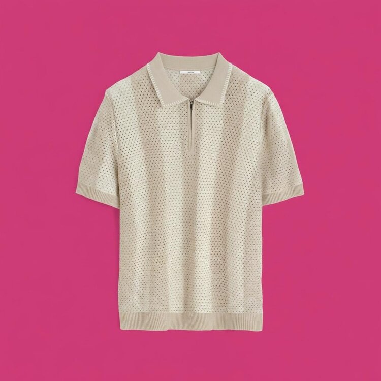 Paris Viscose Polo - Two-Tone Beige DZLSL24494-5