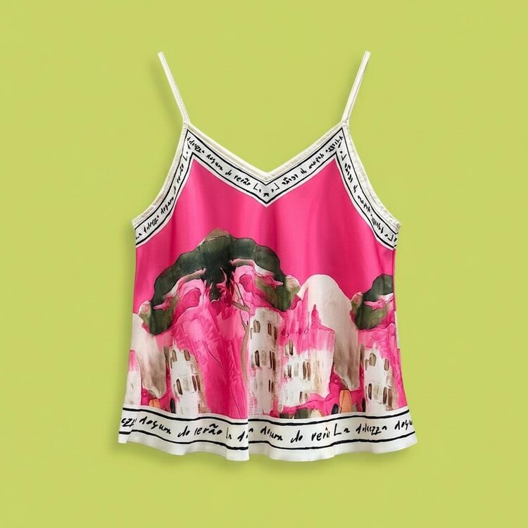 Paris Sunset Riviera Top - Fuchsia 25152