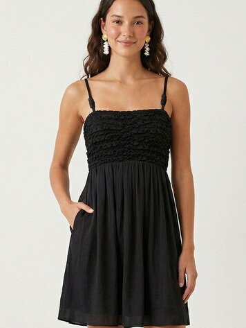 USA Smoked Maxi Dress VD119886 -Black