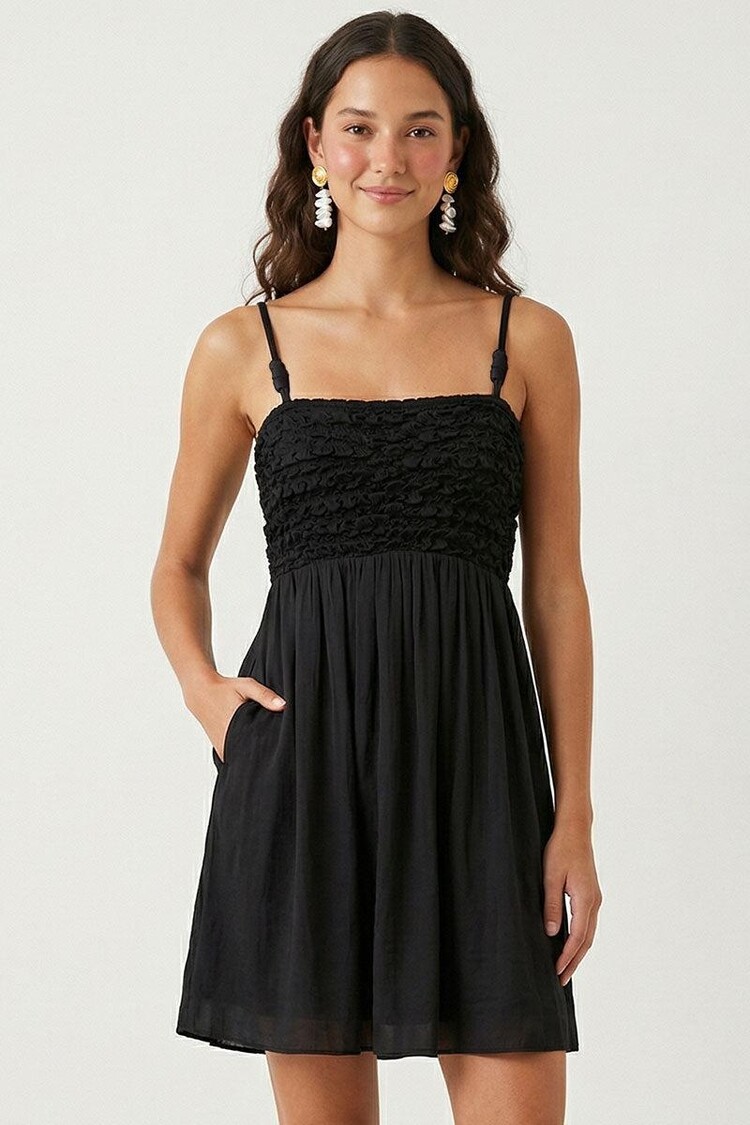USA Smoked Maxi Dress VD119886 -Black