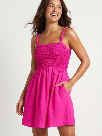 USA Smoked Maxi Dress VD119886 - Hot Pink