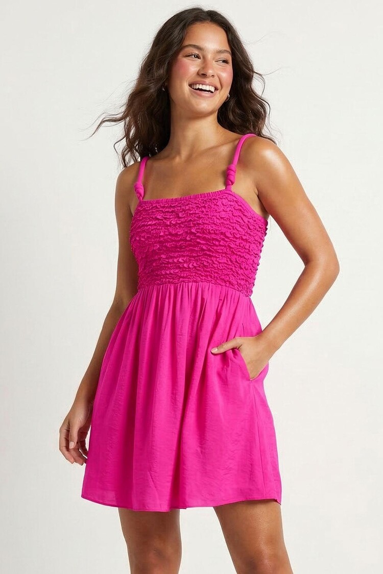 USA Smoked Maxi Dress VD119886 - Hot Pink