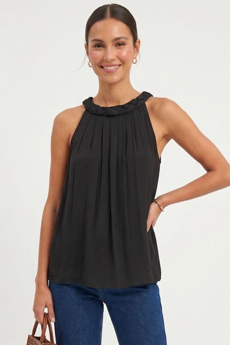 USA Flat Braded Tank Top VT9080 Black