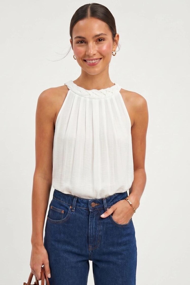 USA Flat Braded Tank Top VT9080 Off White