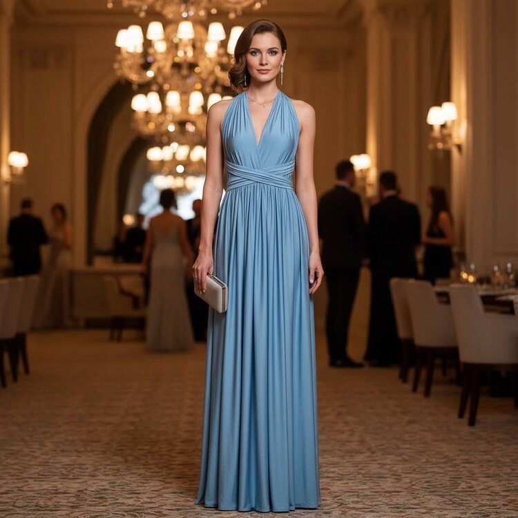 Robeaux Robeaux Multi Wrap Dress- Ice Blue