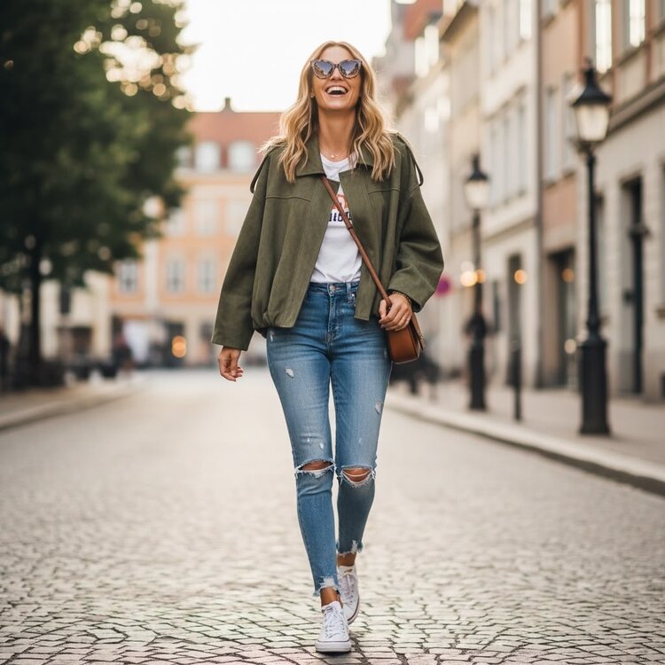 Paris Faux Suede Bomber Jacket-Khaki