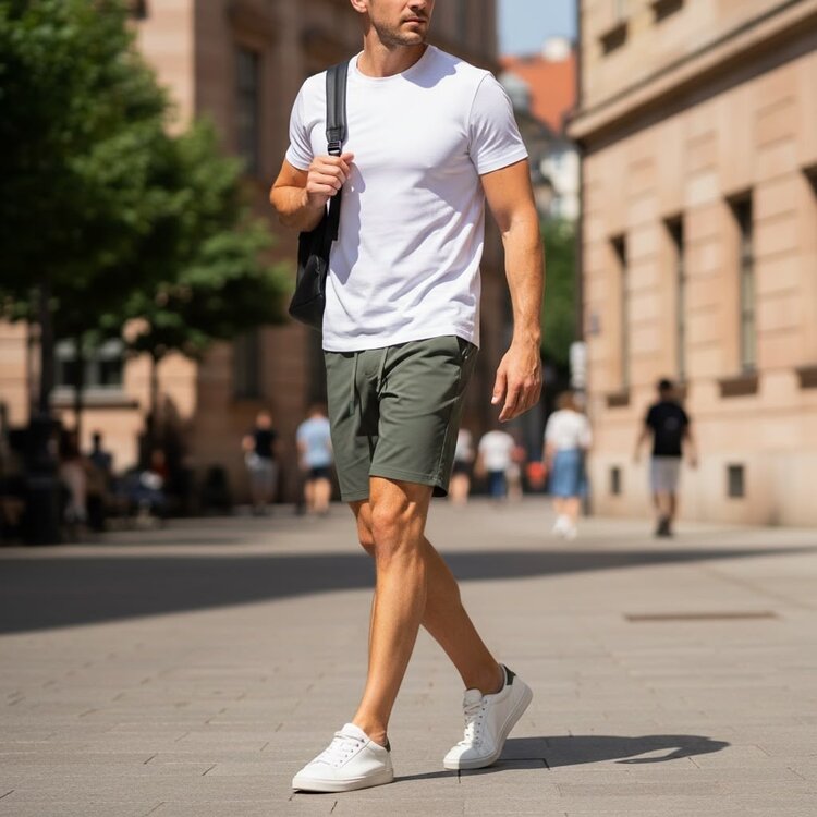 Paris Stretch Chino Shorts- Olive BM2607U-2