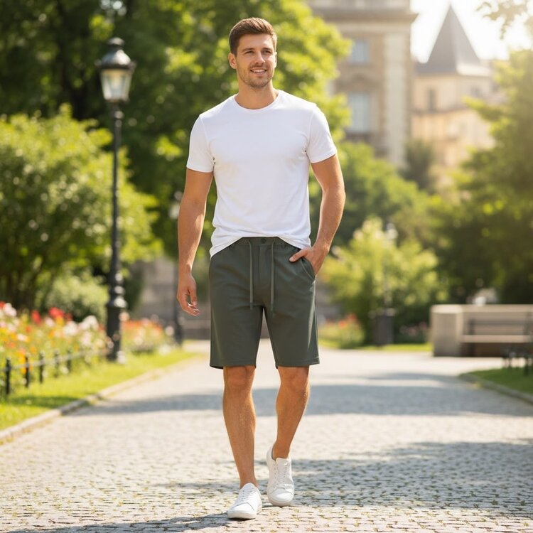 Paris Stretch Chino Shorts- Olive BM2607U-2
