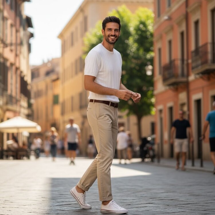 Paris Ribbed Crew Neck Knit Tee-White M631-15