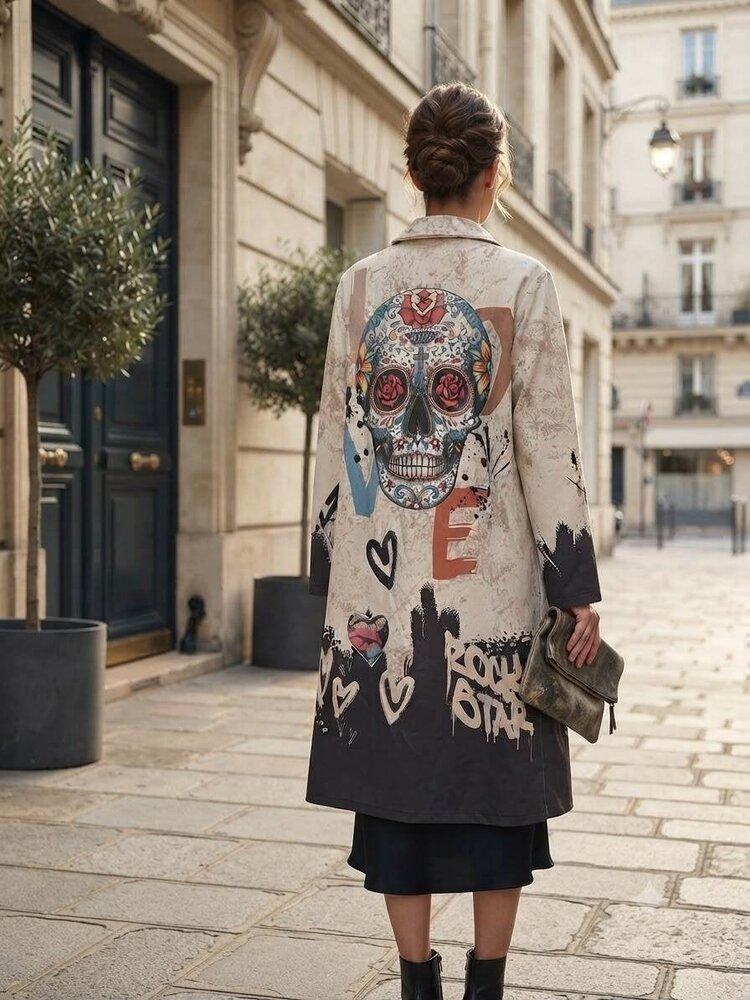 Paris Printed Faux Leather Blazer Beige/Black