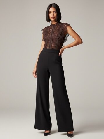 USA Lace Bodysuit-T15621 - Deep Brown