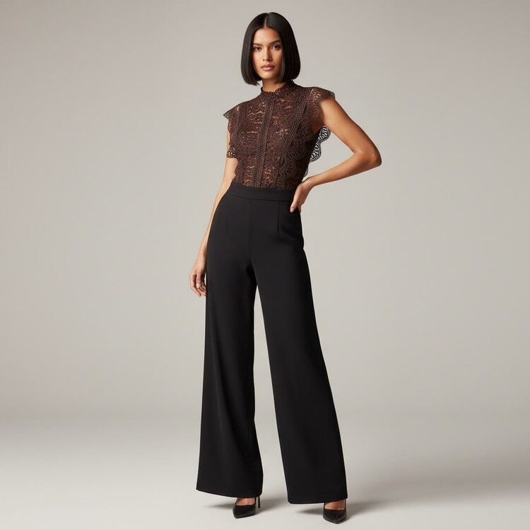 USA Lace Bodysuit-T15621 - Deep Brown