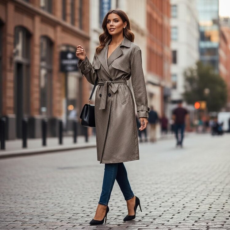 Paris Crimson Panther Trench-Sand