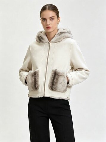 Paris Faux Fur Arctic Drift Jacket-Beige/Brown (REVERSIBLE)