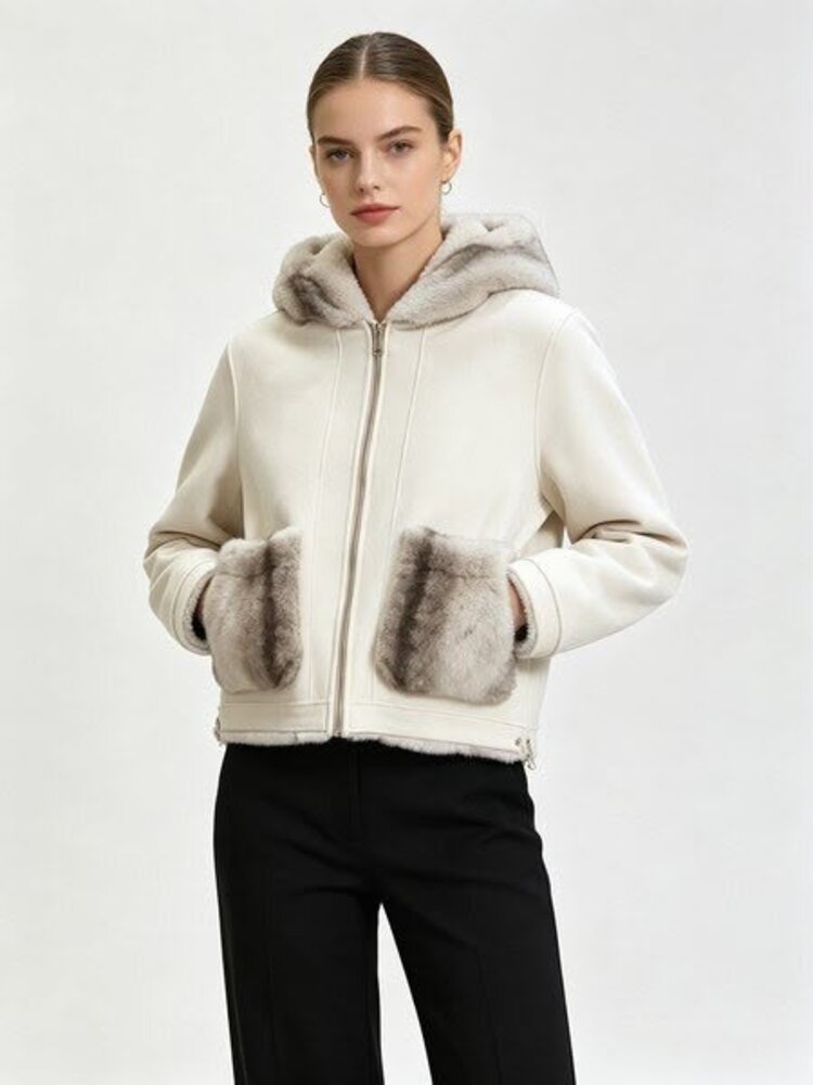 Paris Faux Fur Arctic Drift Jacket-Beige/Brown (REVERSIBLE)