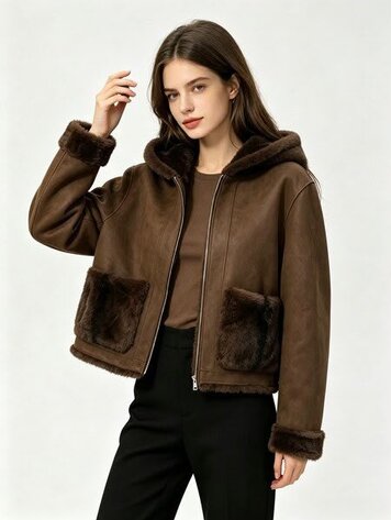 Paris Faux Shearling Jacket- Brown (REVERSIBLE)