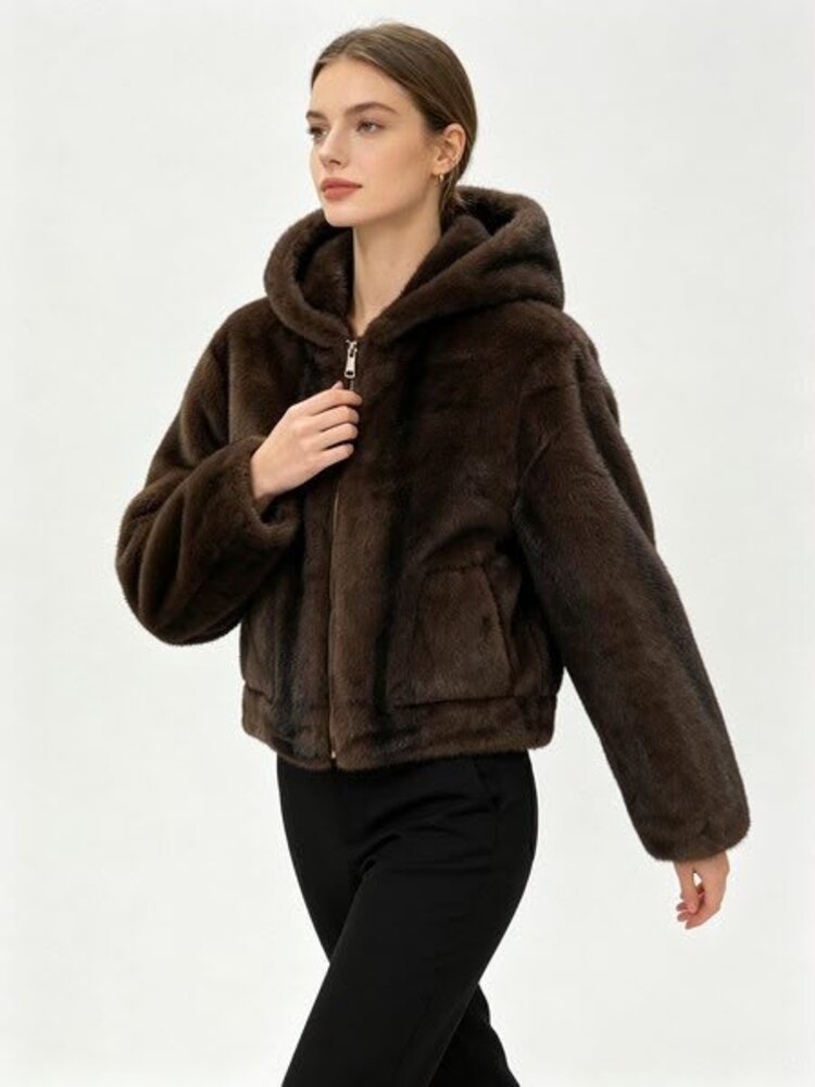 Paris Faux Shearling Jacket- Brown (REVERSIBLE)