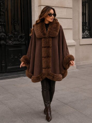 Robeaux Shearling Poncho- Brown YXB-9220