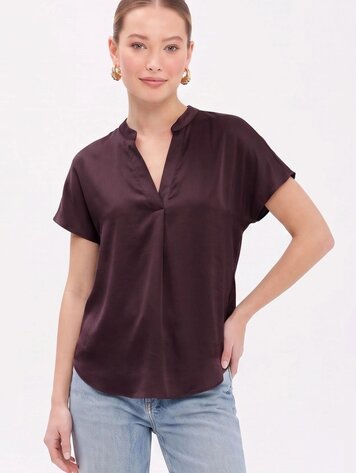 USA Drop Shoulder Blouse- Dark Wine WB4984