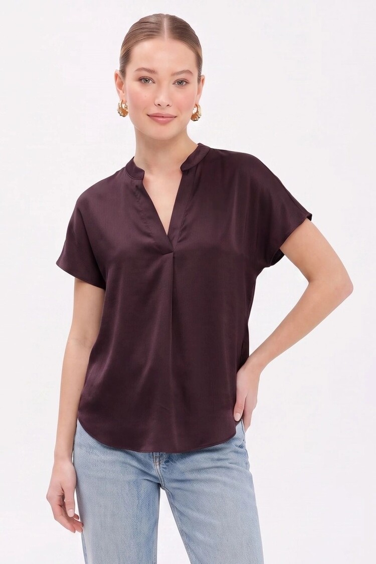 USA Drop Shoulder Blouse- Dark Wine WB4984